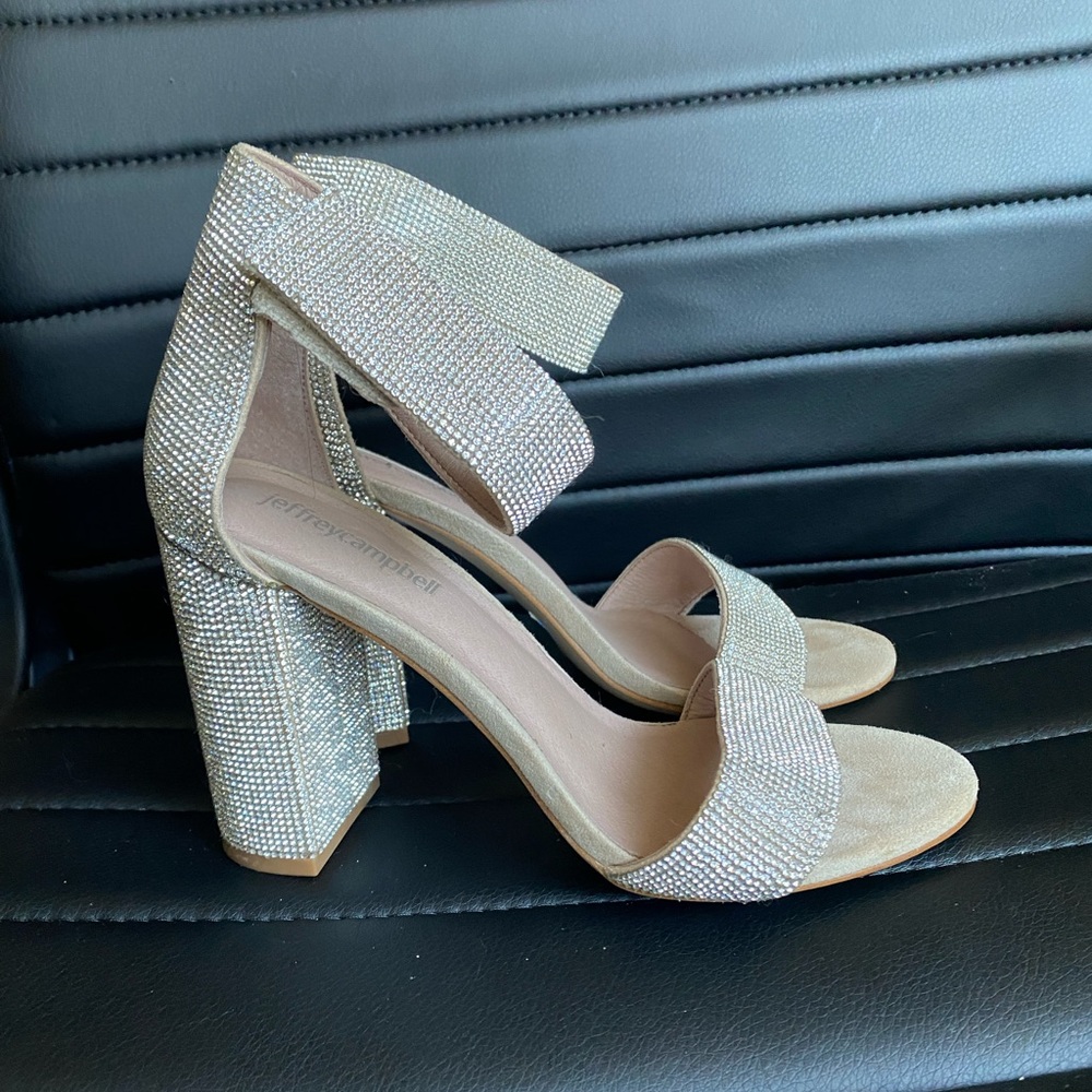 Sparkly block heels with Velcro strap